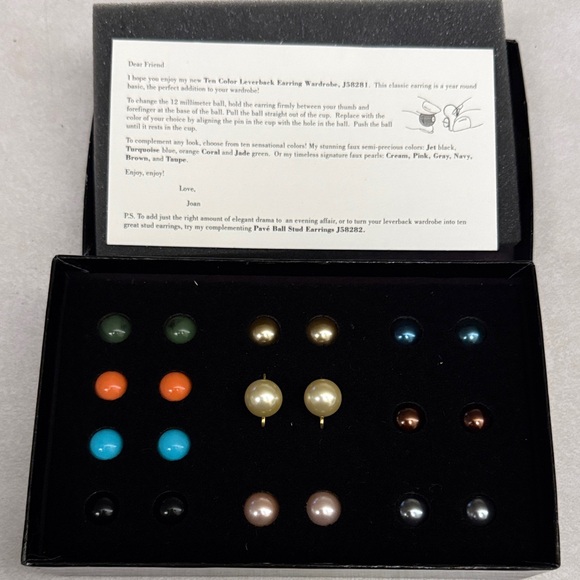 Joan Rivers Jewelry - Vintage Joan Rivers Ten Color Leverback Pearl Stud Earrings Set